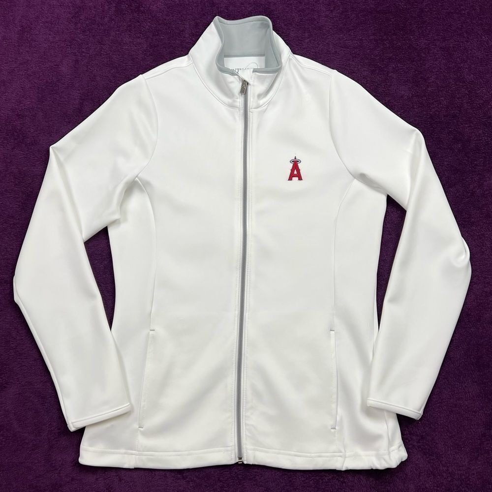 Antigua Women's MLB Los Angeles Angels White Full Zip Leader Jacket Size Small